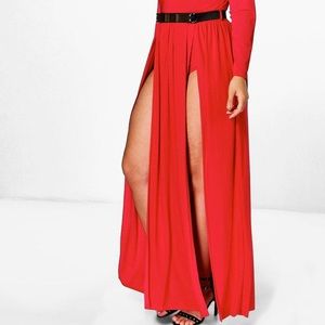 boohoo Plus Karina Plunge Split Maxi Dress